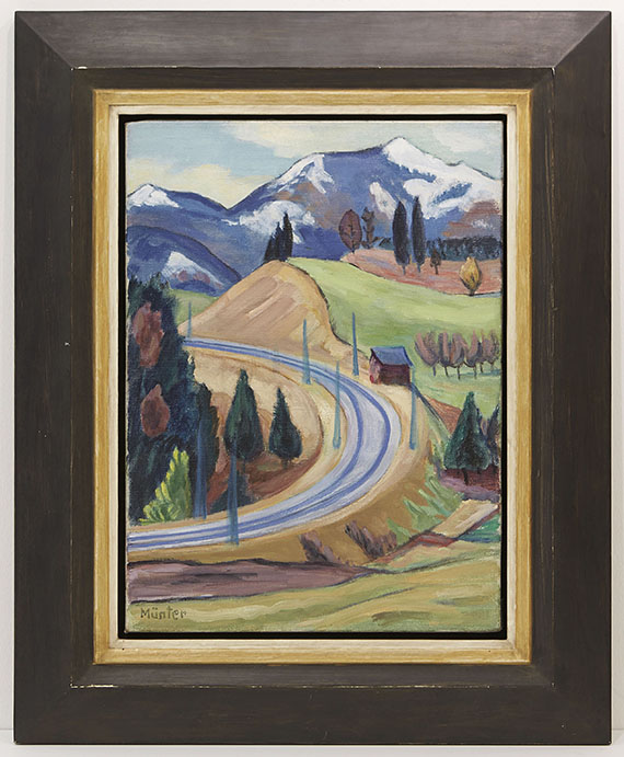 Gabriele Münter - Straßendurchstich (Die Kurve bei Berggeist) - Frame image