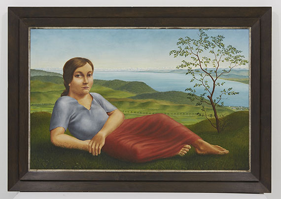 Georg Schrimpf - Mädchen vor Seelandschaft - Frame image