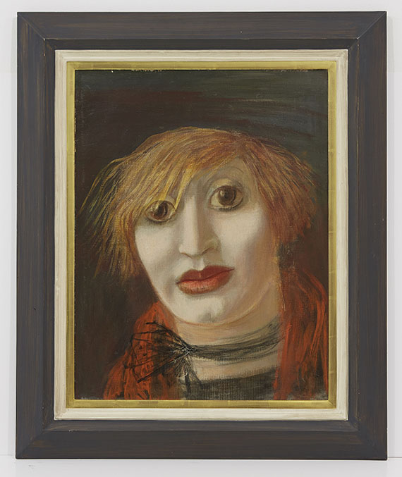 Karl Hubbuch - Lona (Frauenkopf mit rotem Schal) - Frame image