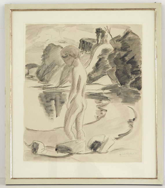 Erich Heckel - Stehende Frau am Wasser - Frame image