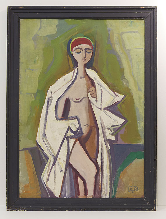 Karl Hofer - Stehender Mädchenakt mit Badekappe - Frame image