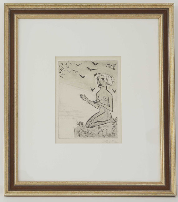 Hermann Max Pechstein - Yali VI (Das kniende Mädchen mit den Vögeln) - Frame image