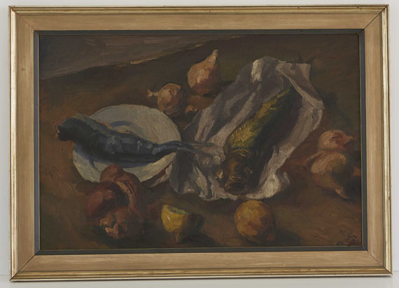 Ludwig Meidner - Stillleben mit Heringen und Zwiebeln - Frame image
