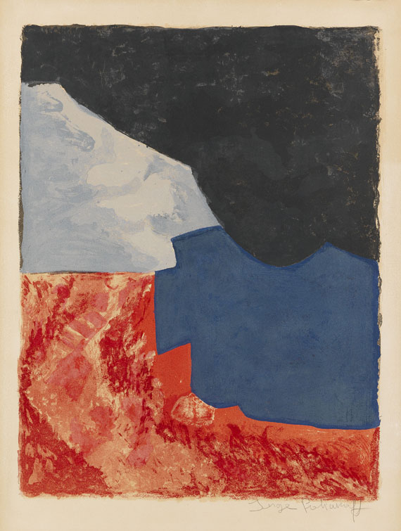 Serge Poliakoff - Composition rouge, grise et noire