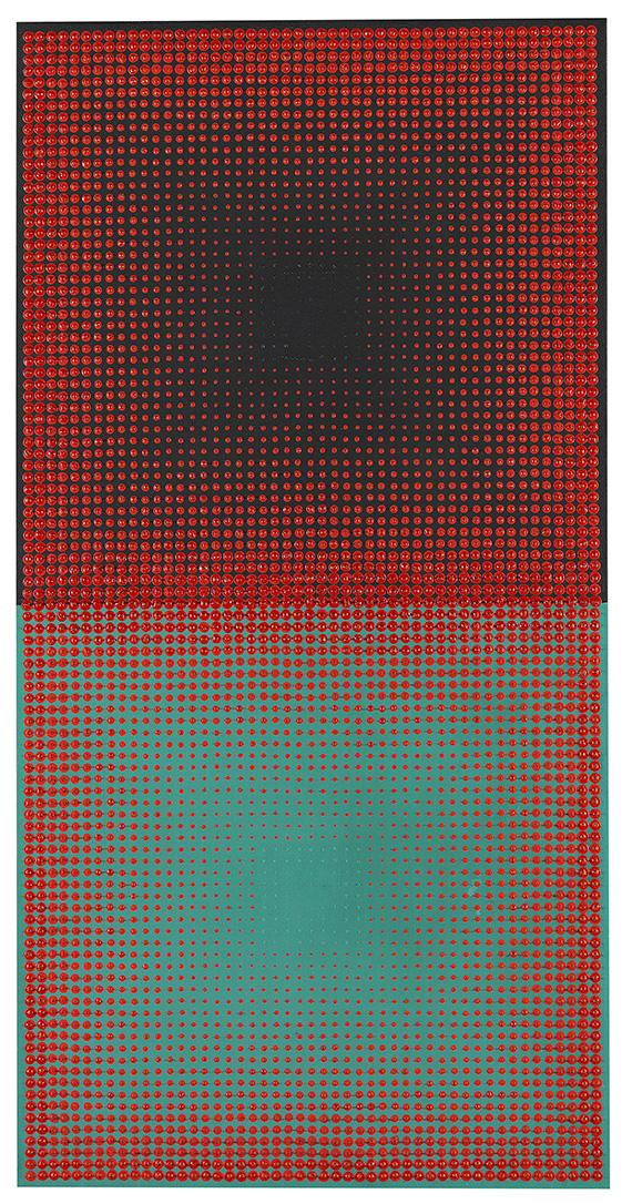 Almir da Silva Mavignier - Rote Quadrate auf Schwarz