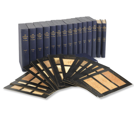 Romeyn Beck Hough - The American Woods. 3 Textbde. und 14 Kassetten mit Tafeln. Zus. 17 Bde. - 