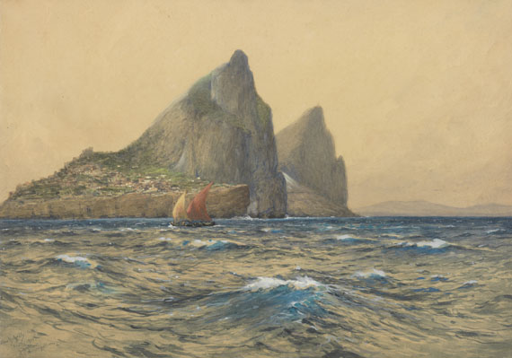 Hans Bohrdt - Blick auf Gibraltar von Bord der "Hohenzollern"