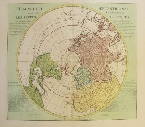 Polkarte - 2 Bll.: Hemisphere septentrional & meridional (Deslilse), dabei: 1 Bl. Hemisphere austral (Benard/Cook).