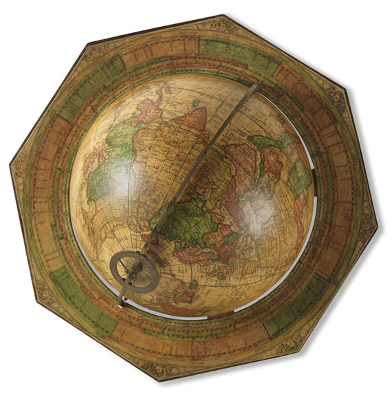 Globus - Pair of Celestial and Terrestrial Globes, 32 cm diameter. J. G. Doppelmayr 1728 (revised ed. by W. P. Jenig, 1789/90).