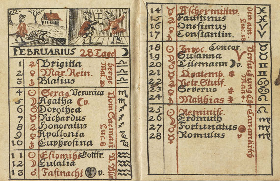  Miniaturbücher - Hand Calender auf das Jahr ... 1725 (mit Steckschuber). - 