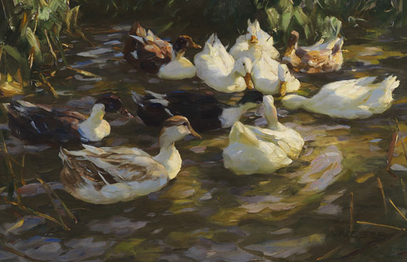 Alexander Koester - Enten im Teich (Enten am Bach)