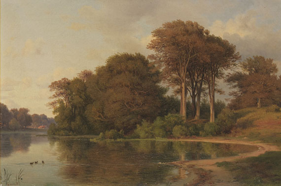 Louis Gurlitt - Sommerlandschaft mit Seeufer