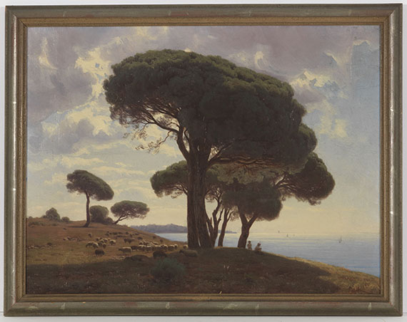 Michail Spiridonovic Erassi - Südliche Küstenlandschaft mit Schafherde (möglicherweise auf der Krim) - Frame image