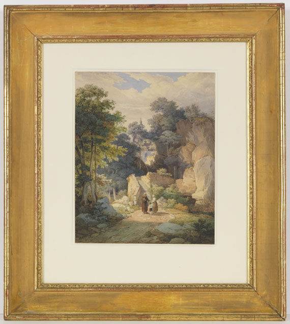 Friedrich Würthle - An der Treppe zur Wallfahrtskirche St. Magdalena auf der Biber bei Brannenburg - Frame image