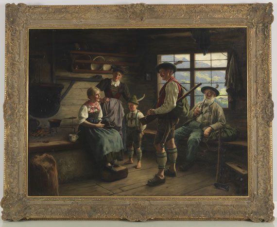Emil Rau - Rast des Jägers auf der Alm - Frame image