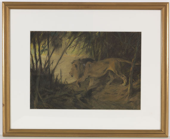 Wilhelm Kuhnert - Löwe, zum Flusse ziehend - Frame image
