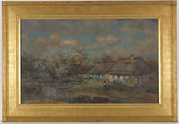Georg Flad - Ein Maitag (Dorfansicht mit Gemüsegärten) - Frame image