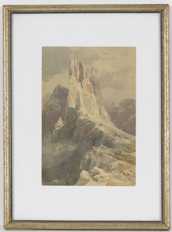 Edward Theodore Compton - Blick auf die Vajolet-Türme in den Dolomiten - Frame image