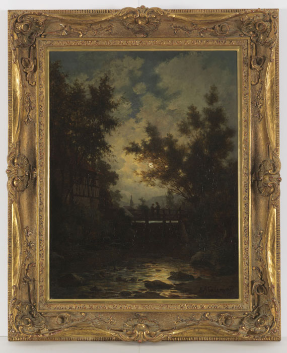 Adolf Stademann - Vollmondnacht am Dorfbach - Frame image