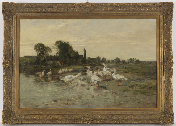 Hermann Baisch - Gänse am Dorfweiher - Frame image