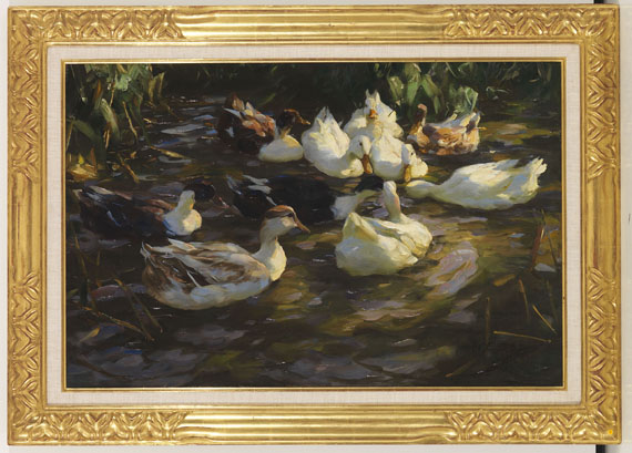 Alexander Koester - Enten im Teich (Enten am Bach) - Frame image