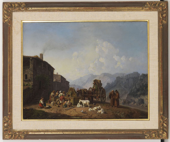 Heinrich Bürkel - Am Dorfbrunnen in den italienischen Bergen - Frame image