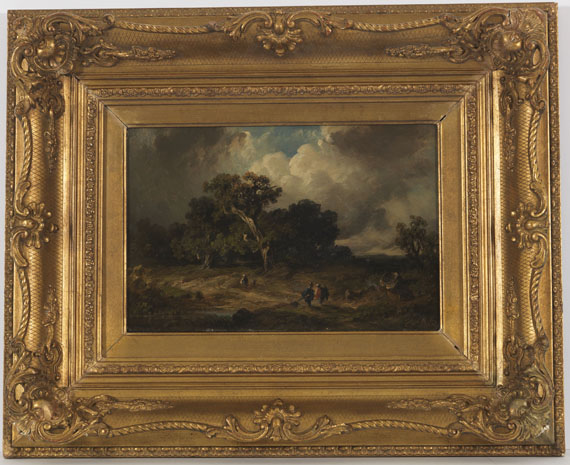 August Seidel - Heimkehrende Jäger bei aufziehendem Gewitter - Frame image