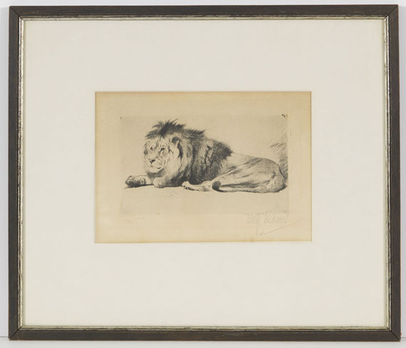 Wilhelm Kuhnert - 4 Bll: Indischer Elefant. Tiger. Löwen. Löwe sitzend - Frame image