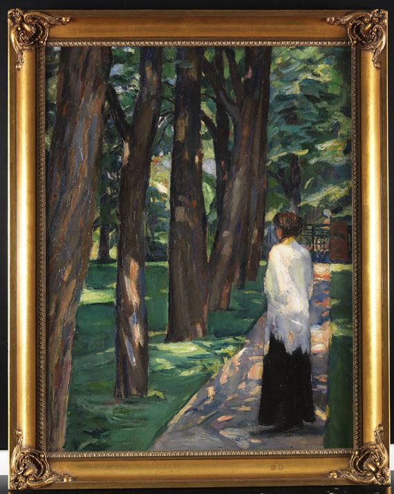 Albert Weisgerber - Dame im Park - Frame image