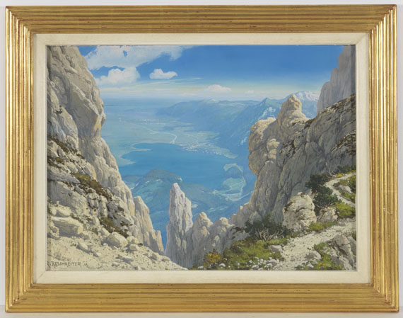 Rudolf Reschreiter - Blick vom Grat zwischen Herzogstand und Heimgarten auf den Kochelsee - Frame image