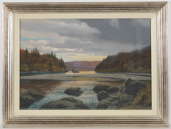 Rudolf Reschreiter - Die Isar bei Baierbrunn im Herbst - Frame image