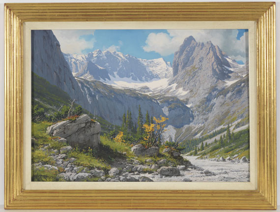 Rudolf Reschreiter - Blick von der Höllentalangerhütte zum Höllentalgletscher und den Riffelwandspitzen - Frame image