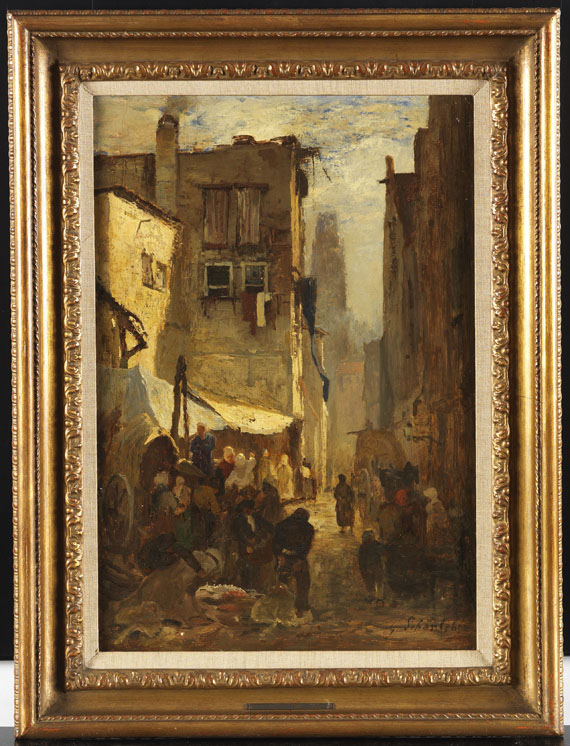 Gustav Schönleber - Belebter Stadtwinkel - Frame image