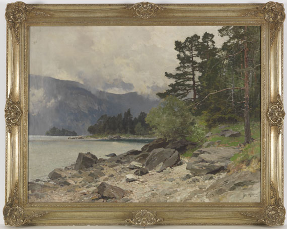 Edward Harrison Compton - Waldlandschaft mit Seeufer (Eibsee) - Frame image