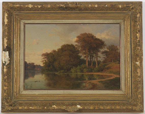 Louis Gurlitt - Sommerlandschaft mit Seeufer - Frame image