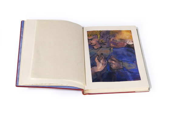 Emil Nolde - Drei Halbfiguren mit gelbem Haar und blauer Kleidung - 