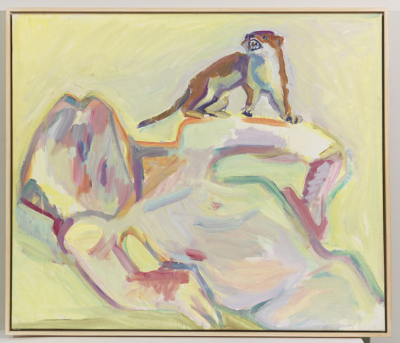 Maria Lassnig - Ich bin der Hlg. Franziskus der Waldtiere (Selbstporträt mit Marder) - Frame image