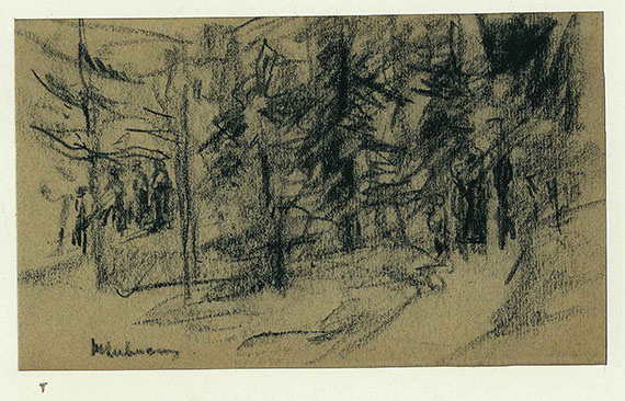 Max Liebermann - Sign. Orig.-Kohlezeichnung (Tannenwald)