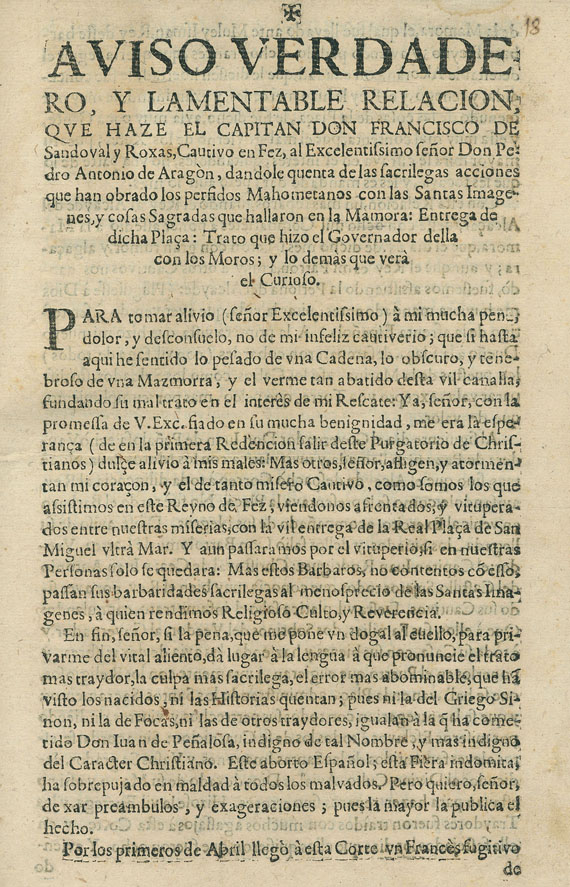 Aviso verdadero - Aviso verdadero, y lamentable relacion. 1681.