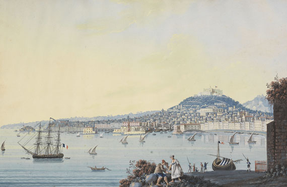  Italien - 2 Ansichten von Neapel / Procida. - 