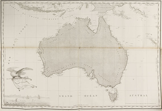 Francois Auguste Péron - Voyage de découvertes aux Terres australes. 3 Bde. 1807-16. - 