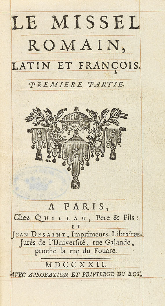 Einbände - Le missel romain. 1722. 4 Bde. - 