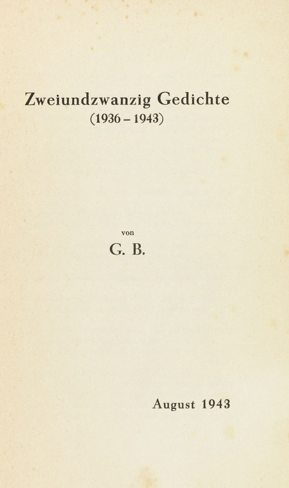 Gottfried Benn - Zweiundzwanzig Gedichte (1936-1943) - 