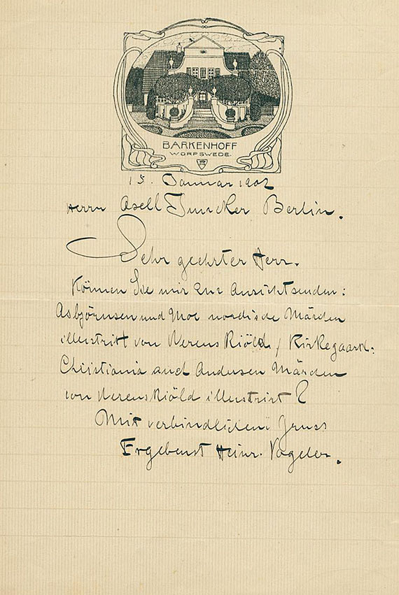 Heinrich Vogeler - Eigh. Brief m. U.