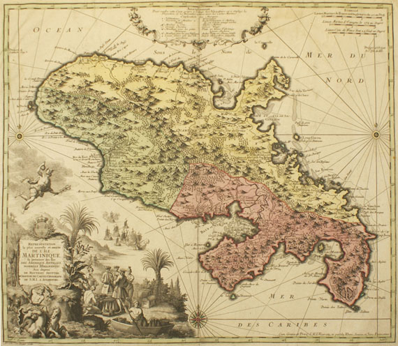  Amerika - 1 Bl. Insulae Americanae (Montanus). - Dabei: 1 Bl. Martinique (Seutter). - 
