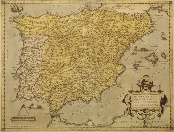 Spanien - 2 Bll. Spanien (Ortelius), dabei: 1 Bl. Gibraltar + 1 Bl. Dalmatien. Zus. 4 Bll. - 