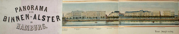 Charles Fuchs - Panorama des rechten Elb-Ufers in 20 Blättern (Ch. Fuchs). - Dabei: M. Gericke, Panorama der Binnen-Alster. Zus. 2 Tlle. - 