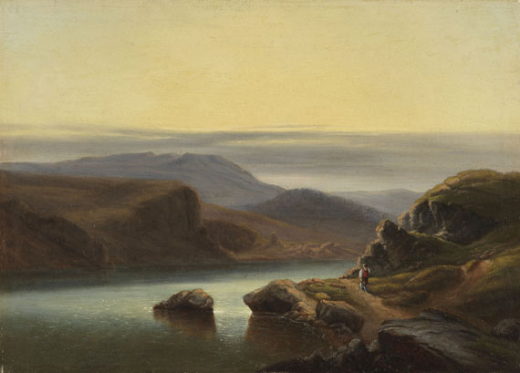 Robert Kummer - Schottische Landschaft mit Fischer am Ufer
