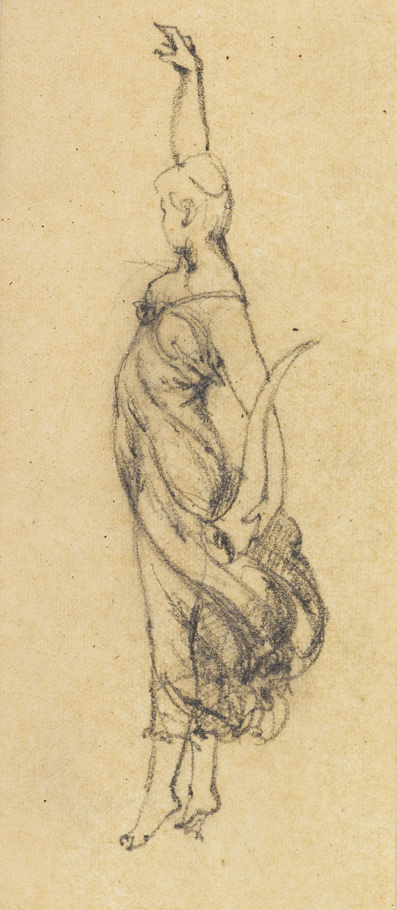 Anton von Werner - Allegorische Frauenfigur mit Füllhorn (Skizzenblatt)