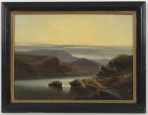 Robert Kummer - Schottische Landschaft mit Fischer am Ufer - Frame image